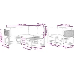 vidaXL Muebles De Jardín-Conjunto de sofá de jardín de 6 piezas con cojines de madera de acacia y ratán