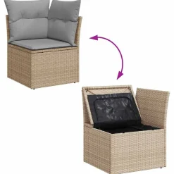 vidaXL Muebles De Jardín-Conjunto de sofá de jardín 7 pcs Beige Poliratán