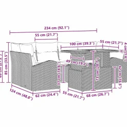 vidaXL Muebles De Jardín-Conjunto de sofá de jardín 7 pcs Beige Poliratán