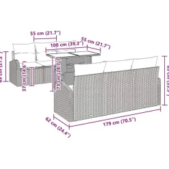 vidaXL Conjunto de sofá de jardín con cojín 7 pcs Poliratán Gris Clearance
