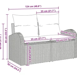vidaXL Muebles De Jardín-Conjunto de sofá de jardín con cojín 7 pcs Beige Poliratán