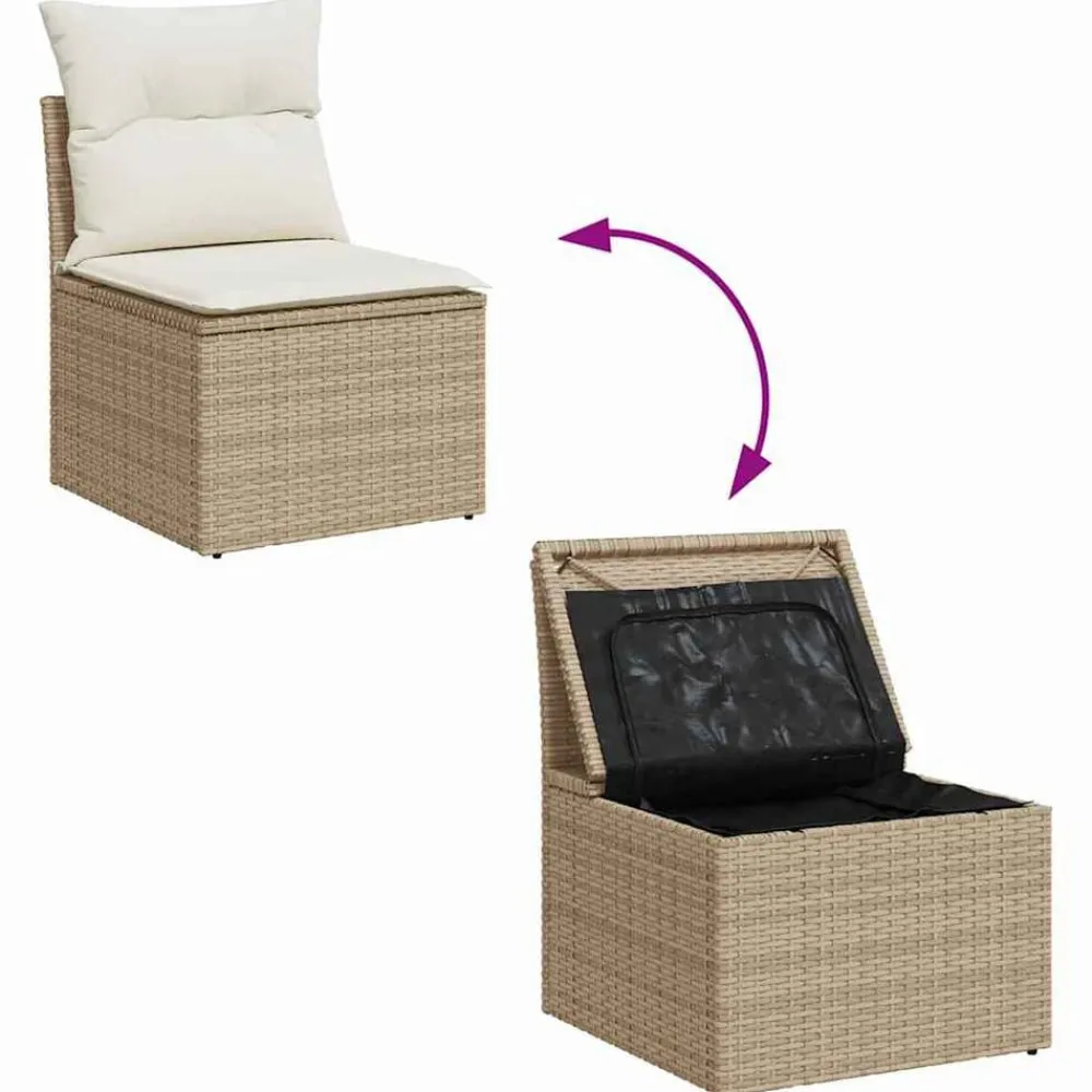 vidaXL Conjunto de sofá de jardín 8 pcs Crema ratán sintético Beige y Sale
