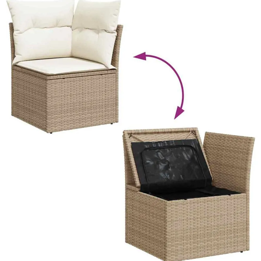 vidaXL Conjunto de sofá de jardín 8 pcs Crema ratán sintético Beige y Sale