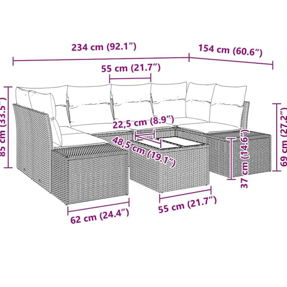 vidaXL Conjunto de sofá de jardín 8 pcs Crema ratán sintético Beige y Sale