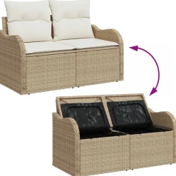 vidaXL Muebles De Jardín-Conjunto de sofá de jardín 10 pcs Beige Poliratán