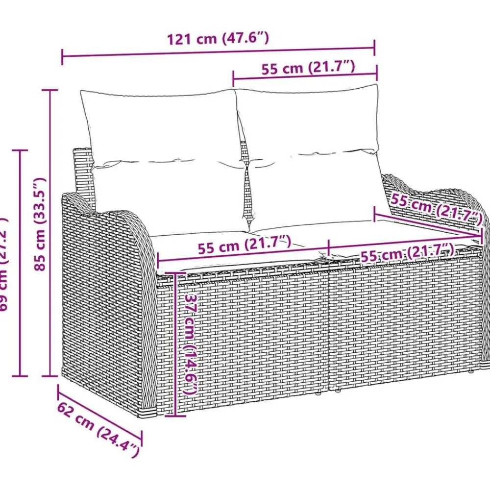 vidaXL Muebles De Jardín-Conjunto de sofá de jardín 10 pcs Beige Poliratán