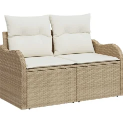 vidaXL Muebles De Jardín-Conjunto de sofá de jardín 10 pcs Beige Poliratán
