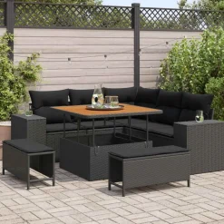 vidaXL Muebles De Jardín-Conjunto de sofá de jardín 8 pcs ratán sintético
