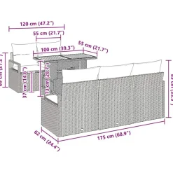 vidaXL Muebles De Jardín-Conjunto de sofá de jardín 6 pcs Beige Poliratán