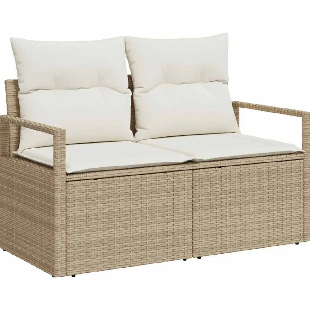 vidaXL Muebles De Jardín-Conjunto de sofá de jardín 6 pcs Beige Poliratán