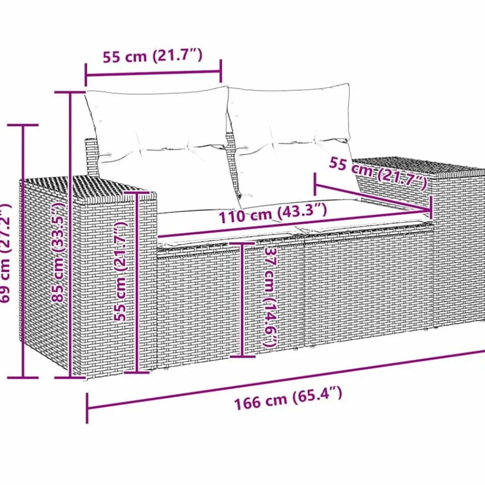 vidaXL Conjunto de sofá de jardín 8 pcs ratán sintético Negro Best