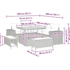 vidaXL Conjunto de sofá de jardín 8 pcs ratán sintético Negro Best