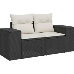 vidaXL Conjunto de sofá de jardín 8 pcs ratán sintético Negro Best