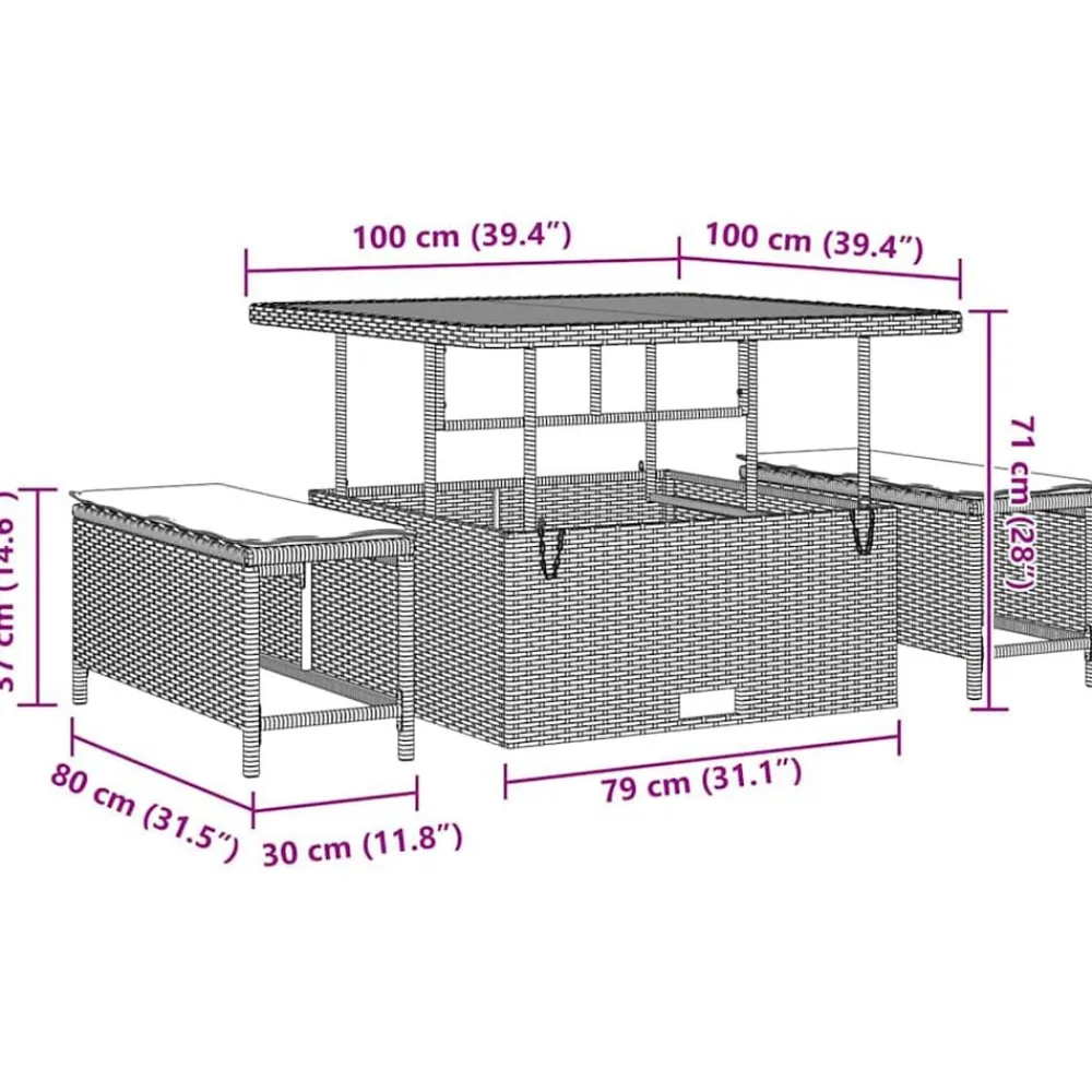 vidaXL Conjunto de sofá de jardín 8 pcs ratán sintético Negro Best
