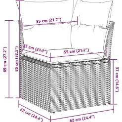 vidaXL Conjunto de sofá de jardín 9 pcs Beige Poliratán Beige y blanco Outlet