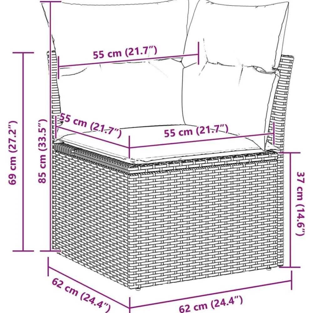 vidaXL Conjunto de sofá de jardín 9 pcs Beige Poliratán Beige y blanco Outlet