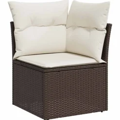 vidaXL Muebles De Jardín-Conjunto de sofá de jardín con cojín 7 pcs Marrón Poliratán