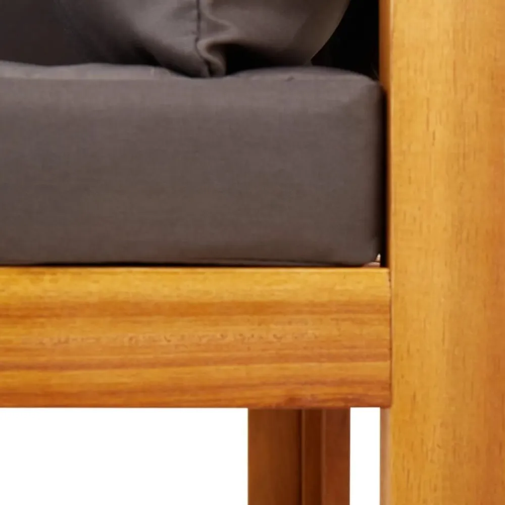 vidaXL Conjunto de sofá de jardín de 5 piezas con cojines de madera de acacia y ratán Gris Best