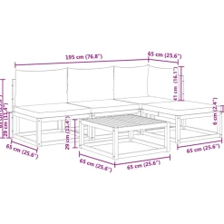 vidaXL Conjunto de sofá de jardín de 5 piezas con cojines de madera de acacia y ratán Gris Best
