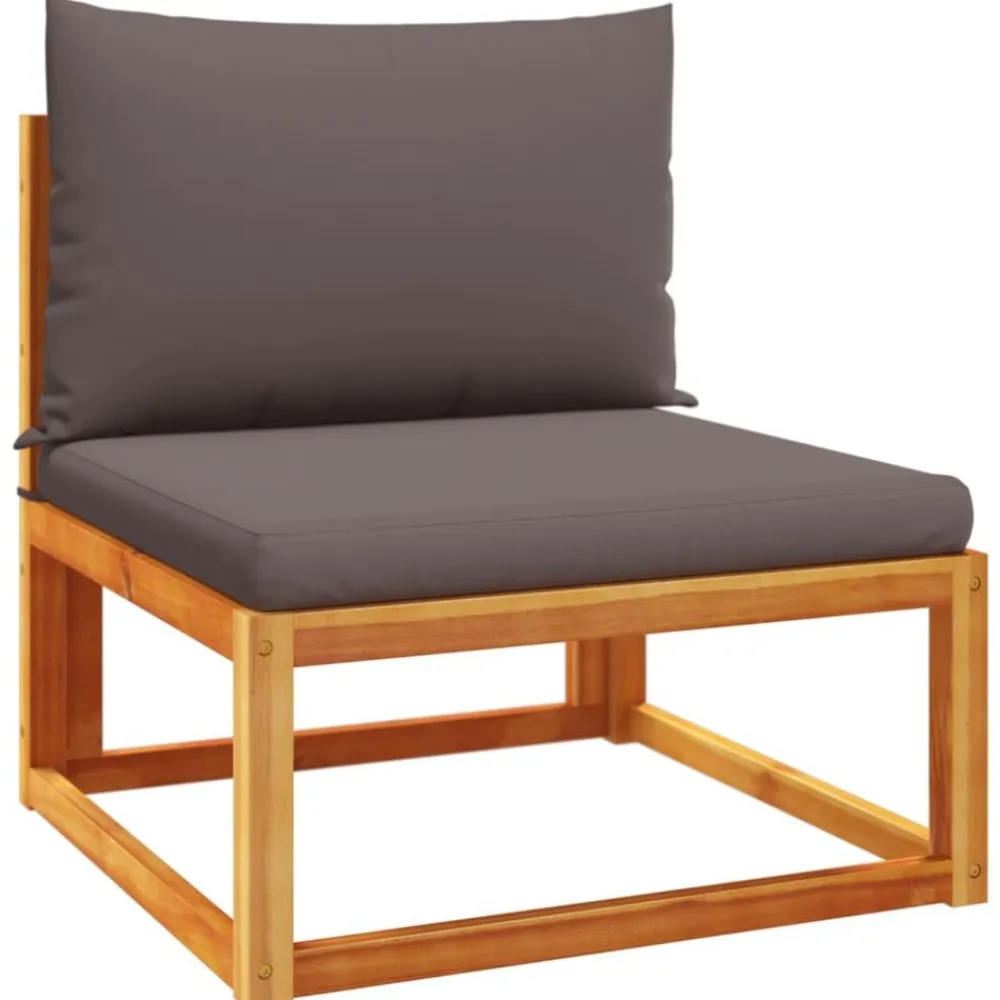 vidaXL Conjunto de sofá de jardín de 5 piezas con cojines de madera de acacia y ratán Gris Best