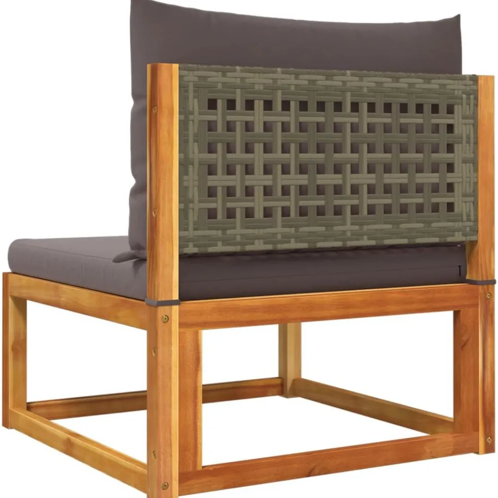 vidaXL Conjunto de sofá de jardín de 5 piezas con cojines de madera de acacia y ratán Gris Best
