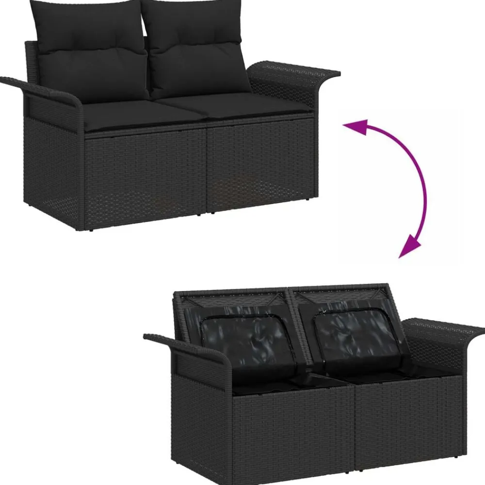 vidaXL Conjunto de sofá de jardín 10 pcs Poliratán Negro Best