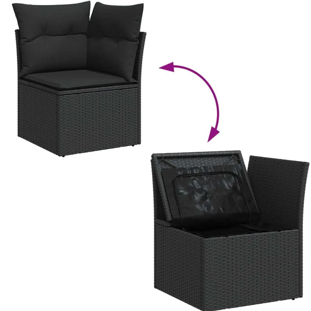 vidaXL Conjunto de sofá de jardín 10 pcs Poliratán Negro Best