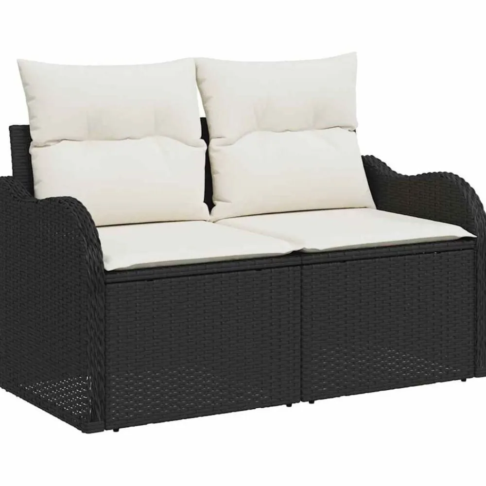 vidaXL Muebles De Jardín-Conjunto de sofá de jardín 9 pcs Negro Poliratán