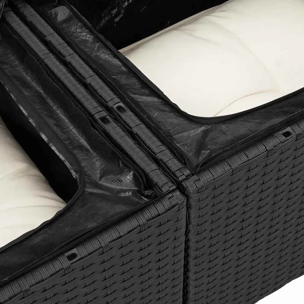 vidaXL Muebles De Jardín-Conjunto de sofá de jardín 9 pcs Negro Poliratán