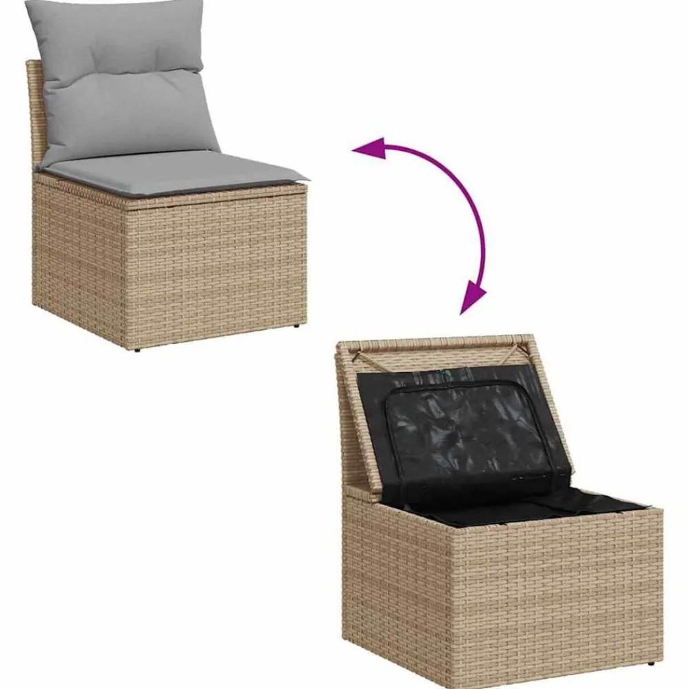 vidaXL Conjunto de sofá de jardín 7 pcs Beige Poliratán beige y gris claro Outlet