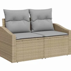 vidaXL Conjunto de sofá de jardín 7 pcs Beige Poliratán beige y gris claro Outlet