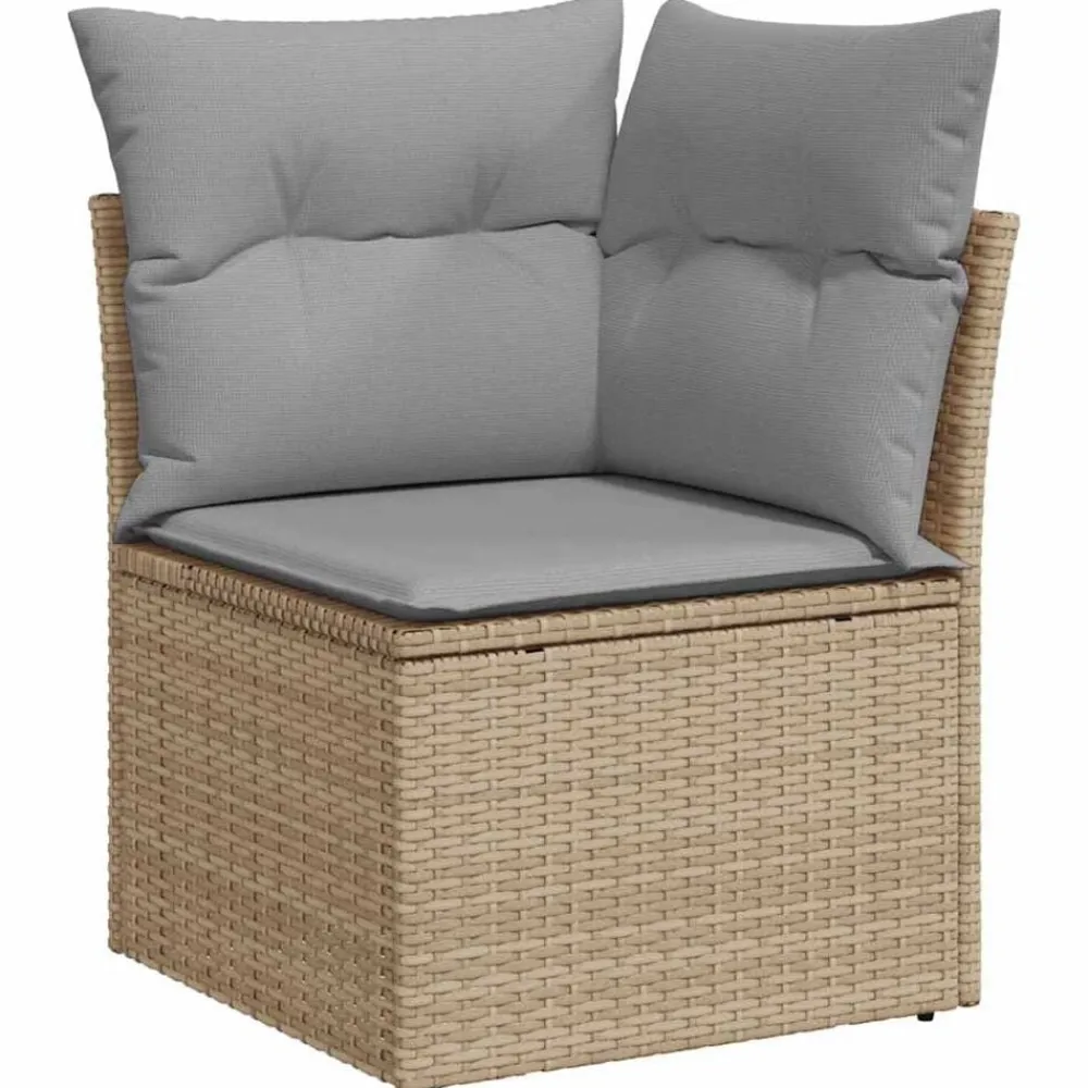 vidaXL Conjunto de sofá de jardín 7 pcs Beige Poliratán beige y gris claro Outlet
