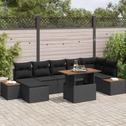 vidaXL Muebles De Jardín-Conjunto de sofá de jardín 8 pcs Poliratán