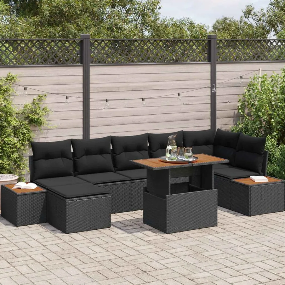 vidaXL Muebles De Jardín-Conjunto de sofá de jardín 8 pcs Poliratán
