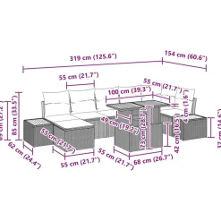vidaXL Muebles De Jardín-Conjunto de sofá de jardín 8 pcs Poliratán