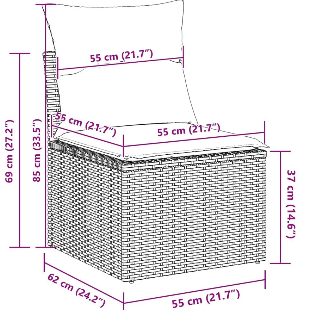 vidaXL Muebles De Jardín-Conjunto de sofá de jardín 8 pcs Poliratán
