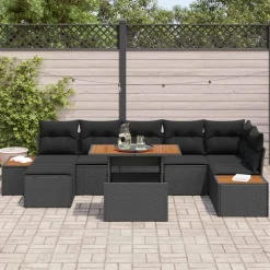 vidaXL Muebles De Jardín-Conjunto de sofá de jardín 8 pcs Poliratán