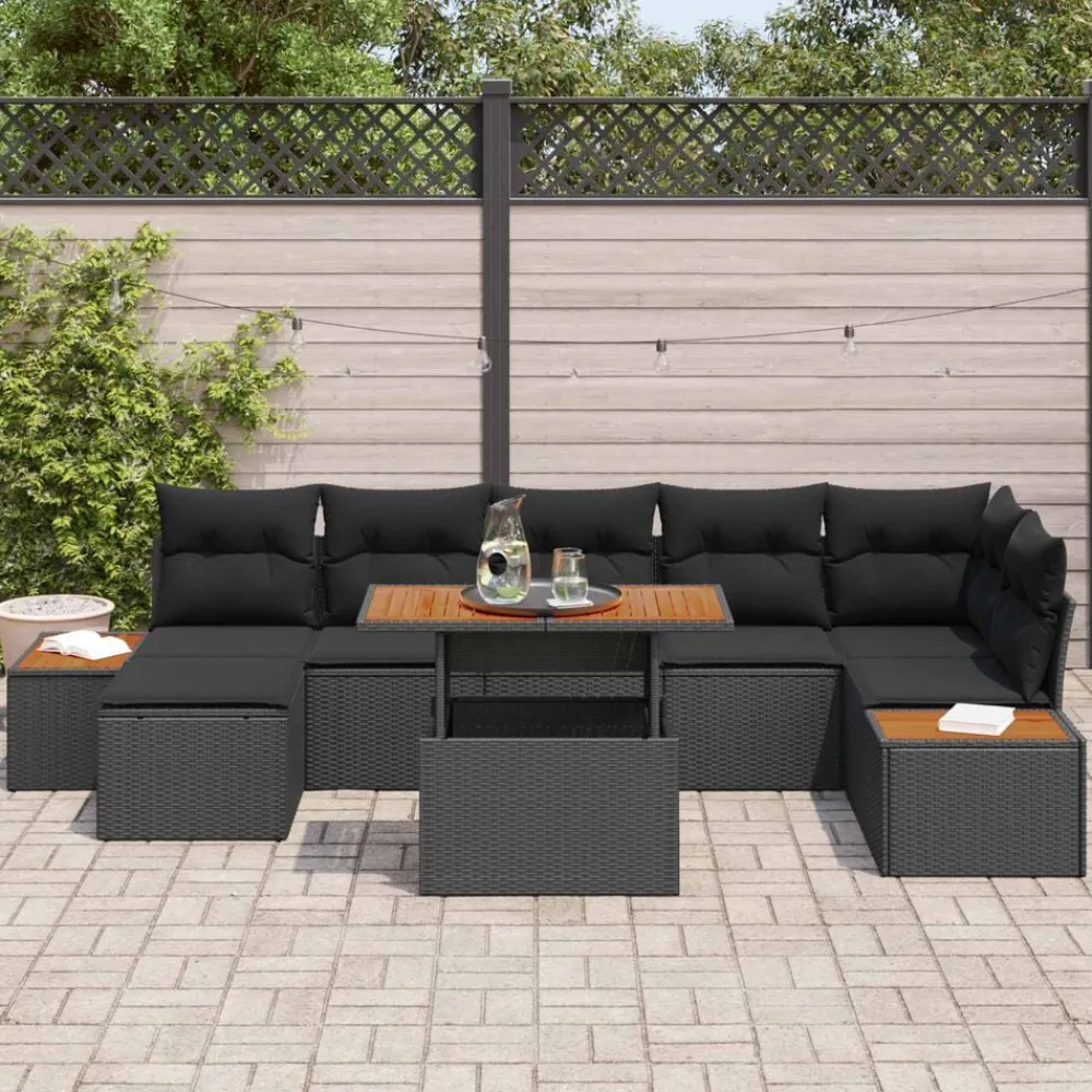vidaXL Muebles De Jardín-Conjunto de sofá de jardín 8 pcs Poliratán