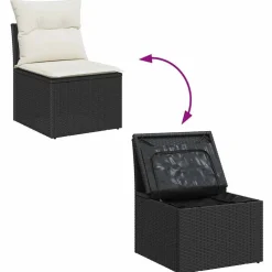 vidaXL Muebles De Jardín-Conjunto de sofá de jardín 11 pcs Negro Poliratán