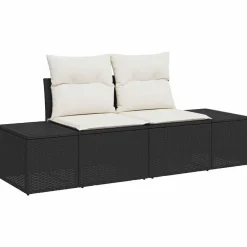 vidaXL Muebles De Jardín-Conjunto de sofá de jardín 11 pcs Negro Poliratán