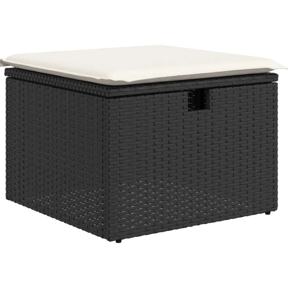 vidaXL Conjunto de sofá de jardín con cojín 4 pcs Poliratán Negro Hot