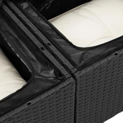 vidaXL Conjunto de sofá de jardín con cojín 4 pcs Poliratán Negro Hot
