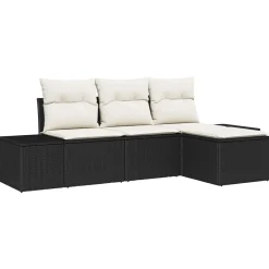 vidaXL Muebles De Jardín-Conjunto de sofá de jardín 4 pcs crema ratán sintético