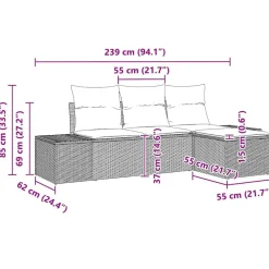 vidaXL Muebles De Jardín-Conjunto de sofá de jardín 4 pcs crema ratán sintético