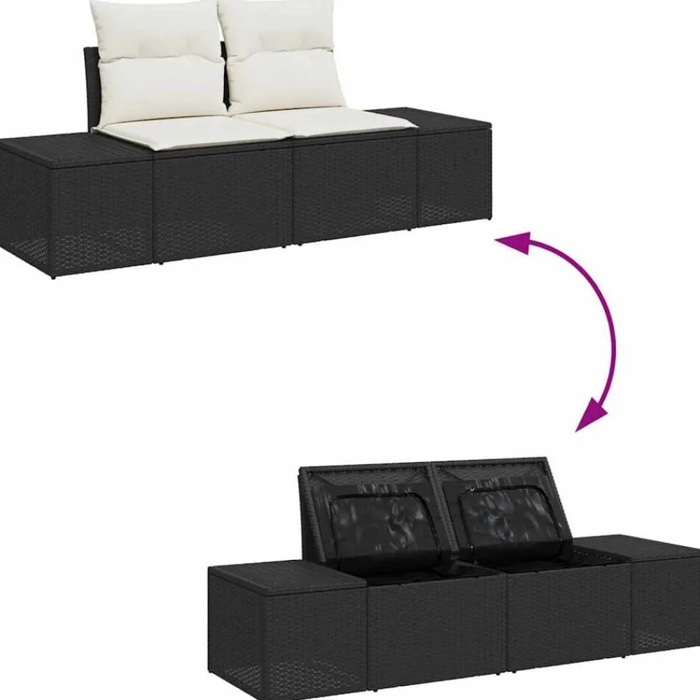 vidaXL Muebles De Jardín-Conjunto de sofá de jardín 4 pcs crema ratán sintético