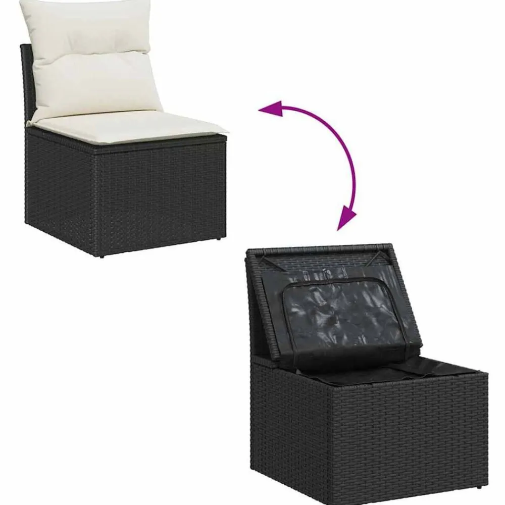 vidaXL Muebles De Jardín-Conjunto de sofá de jardín 4 pcs crema ratán sintético