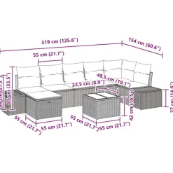 vidaXL Muebles De Jardín-Conjunto de sofá de jardín 8 pcs ratán sintético