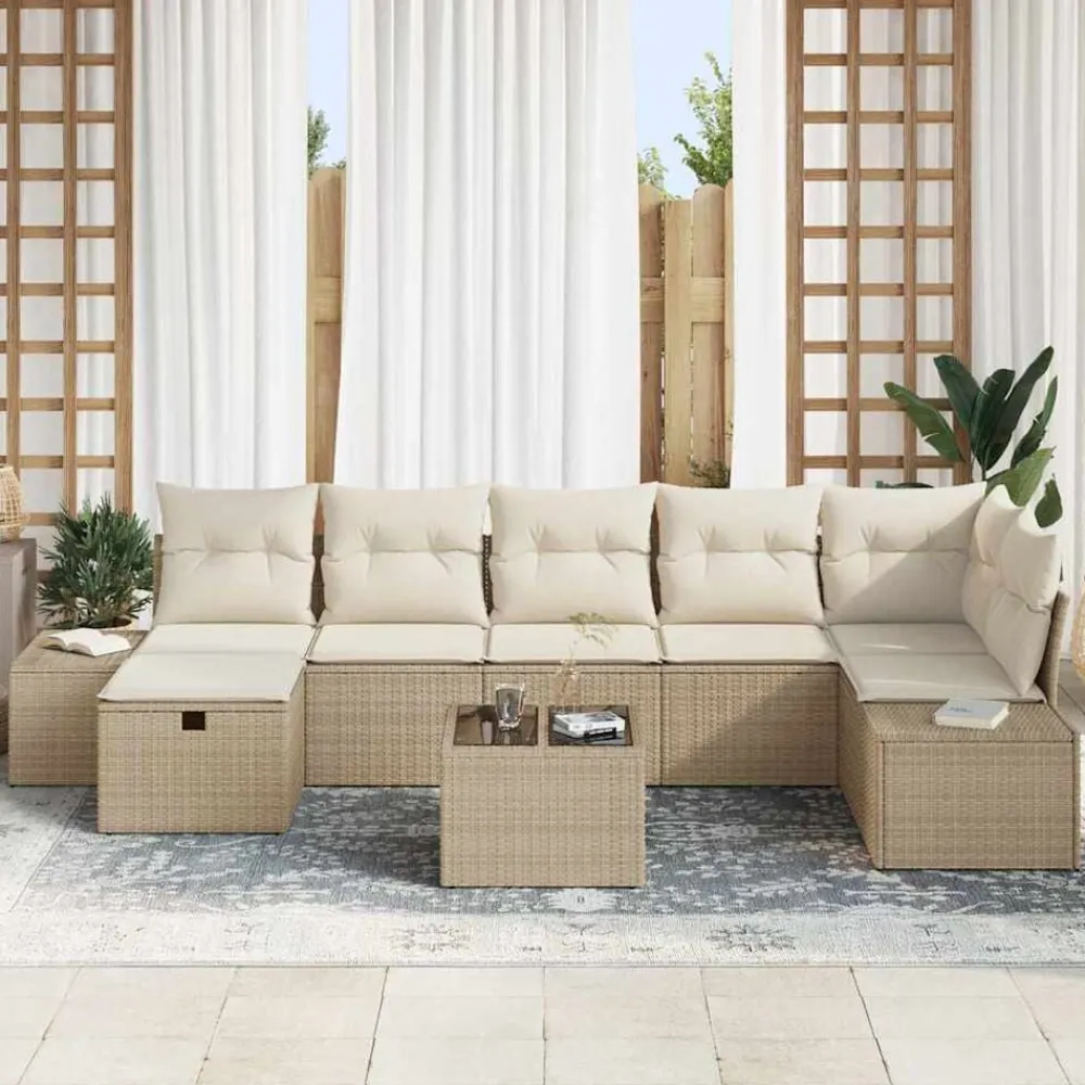 vidaXL Muebles De Jardín-Conjunto de sofá de jardín 8 pcs ratán sintético