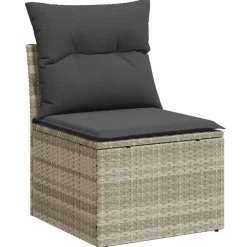 vidaXL Conjunto de sofá de jardín con cojín 8 pcs Poliratán Gris claro