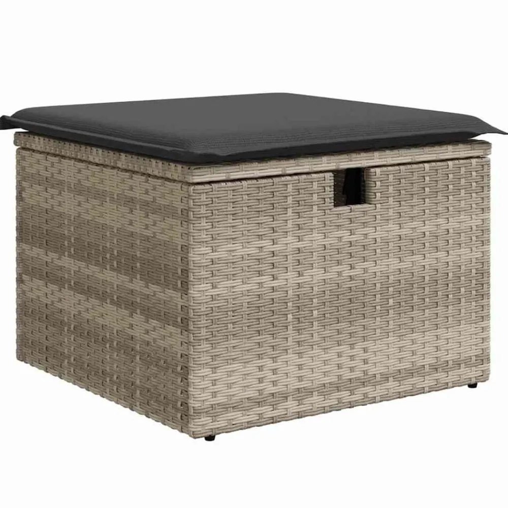 vidaXL Conjunto de sofá de jardín con cojín 8 pcs Poliratán Gris claro